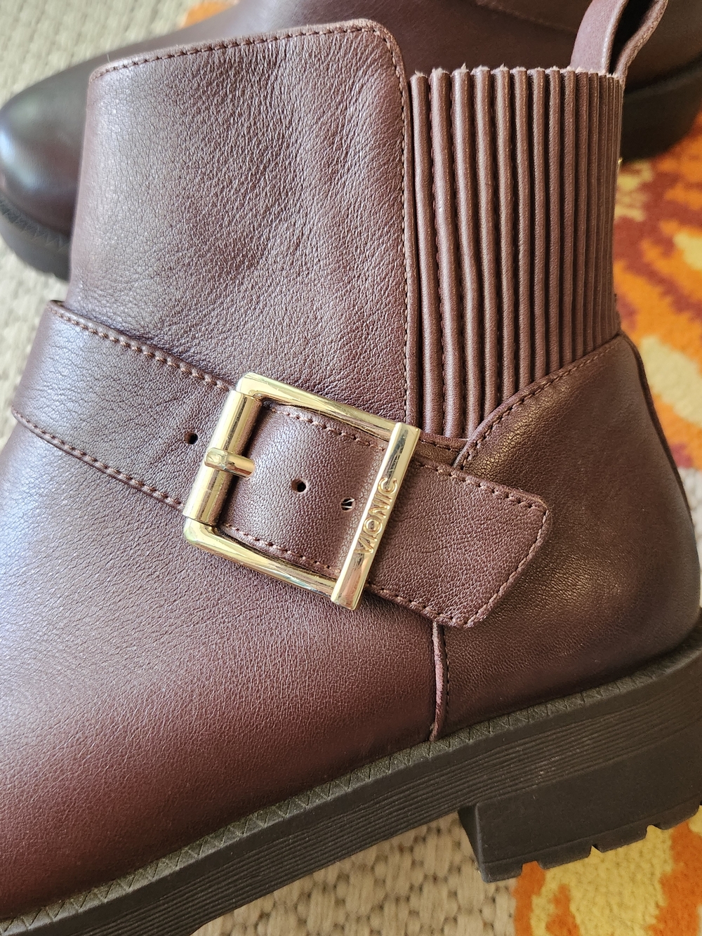 Vionic Brown Ankle Boots with Gold Buckle - Picture 8 of 10